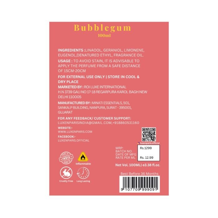 Bubblegum Eau de Parfum 100 ml | Berry-Vanilla Luxury Perfume | Playful Yet Chic | Long-Lasting EDP | Unisex - Image 5