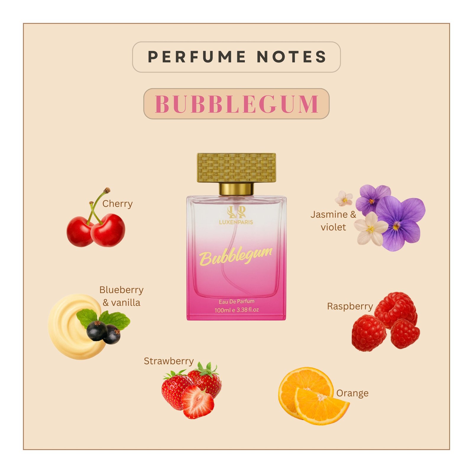 BUBBLEGUM NOTES (1) Bubblegum Eau de Parfum 100 ml | Berry-Vanilla Luxury Perfume | Playful Yet Chic | Long-Lasting EDP | Unisex - Image 3