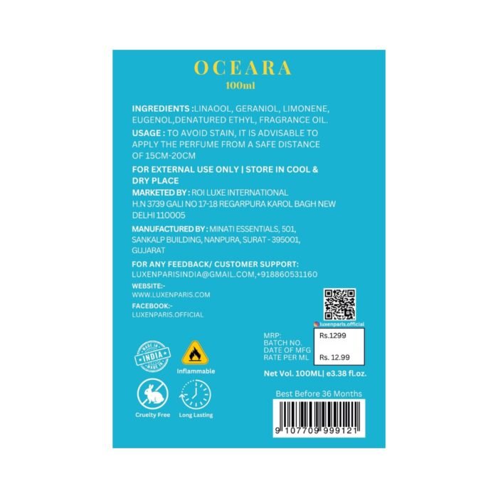 Oceara Eau de Parfum 100 ml | Oceanic-Fresh Luxury Perfume | Clean Marine & Cedar | Long-Lasting EDP | Unisex - Image 5