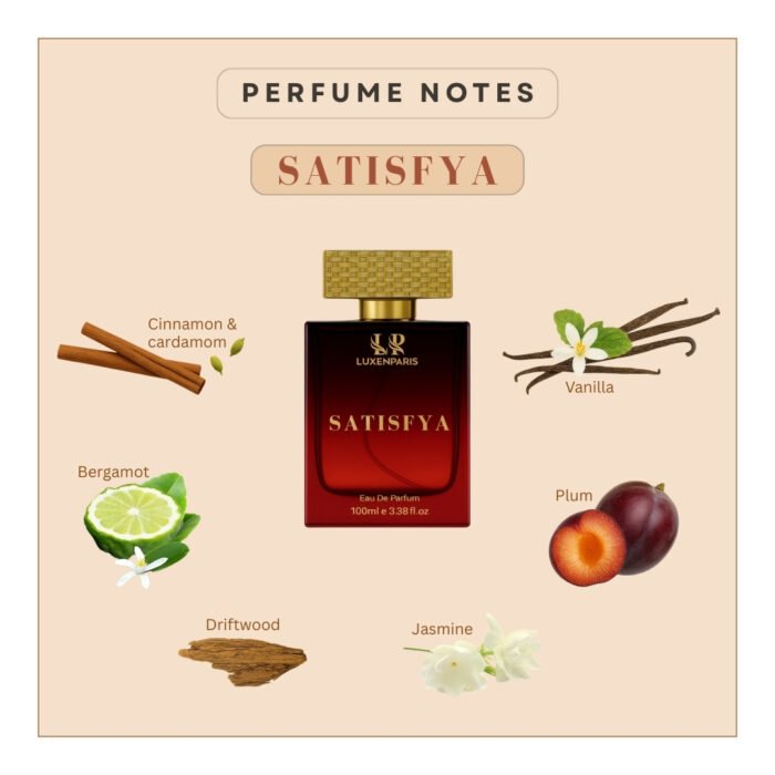 Satisfya Eau de Parfum 100 ml | Amber-Spice & Driftwood Luxury Perfume | Long-Lasting EDP | Unisex - Image 4