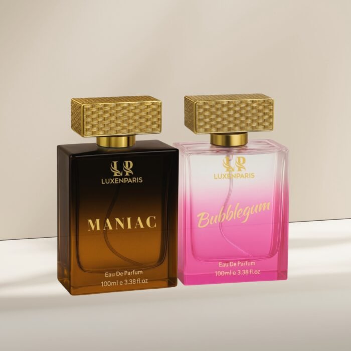Maniac + Bubblegum Eau de Parfum Combo (100 ml × 2) | Him & Her Perfume Gift Set | Citrus-Woody for Men & Berry-Vanilla for Women | Long-Lasting EDP - Image 1