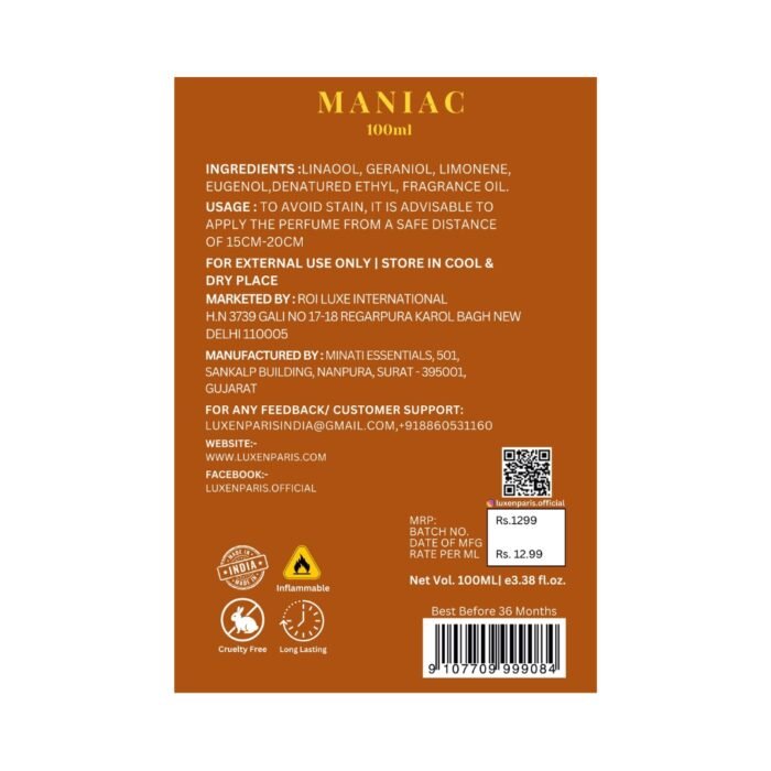 Maniac Eau de Parfum 100 ml | Citrus-Woody Luxury Perfume | LongLasting EDP | Unisex - Image 5